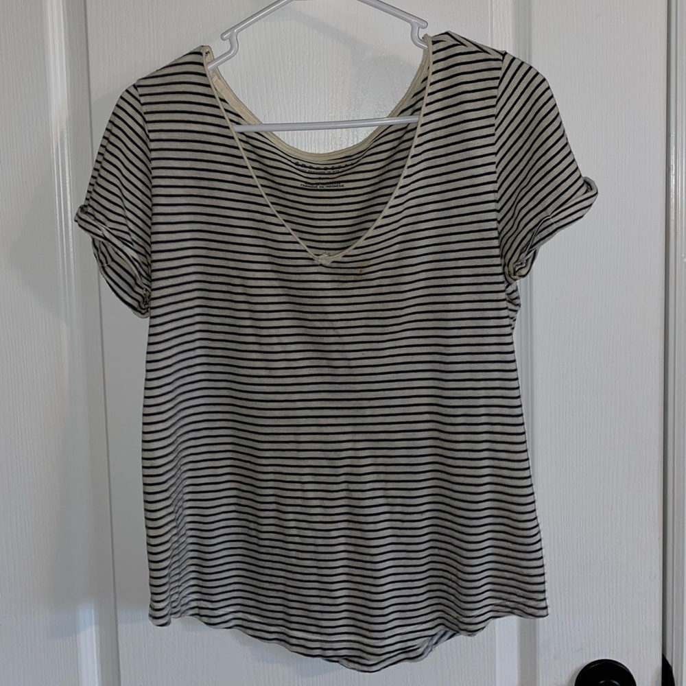 Black and white stripped short sleeve top